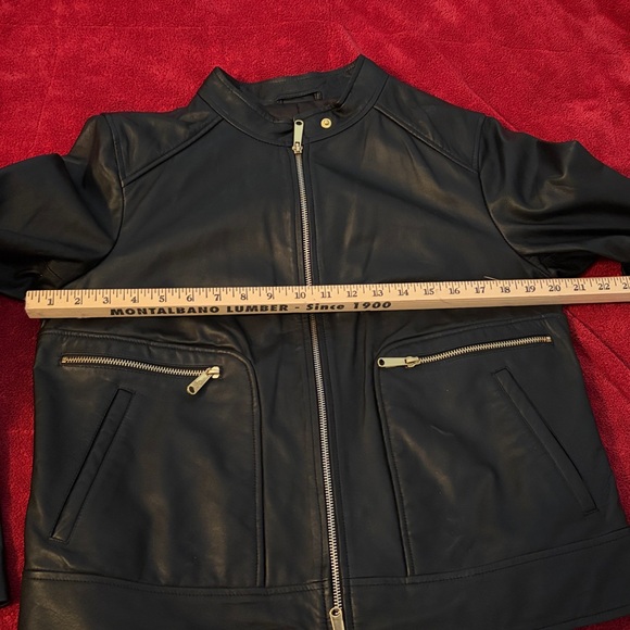 Sam Edelman Women’s Black Leather Jacket with Gold Zippers - Picture 8 of 8